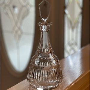Etched Glass Decanter Bottle Vintage with Stopper